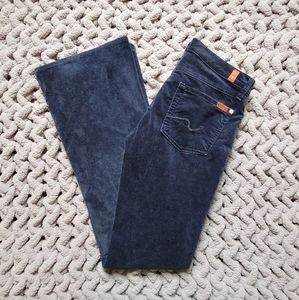7 For All Mankind Blue Velvet Low Rise Flare Jeans